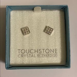 NWT Square Swarovski Touchstone Crystal Studs